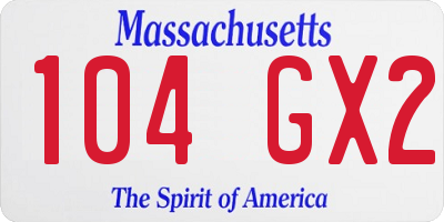 MA license plate 104GX2