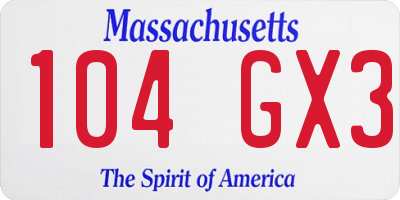 MA license plate 104GX3