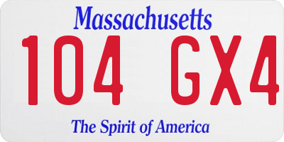 MA license plate 104GX4