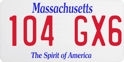 MA license plate 104GX6