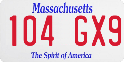 MA license plate 104GX9