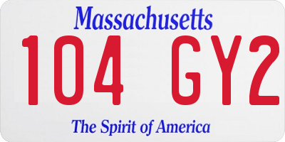MA license plate 104GY2