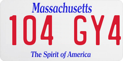 MA license plate 104GY4