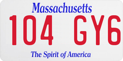 MA license plate 104GY6