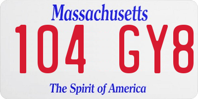 MA license plate 104GY8