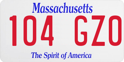 MA license plate 104GZ0