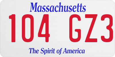 MA license plate 104GZ3
