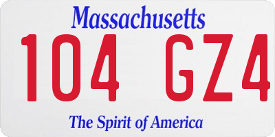 MA license plate 104GZ4