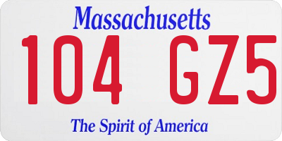 MA license plate 104GZ5