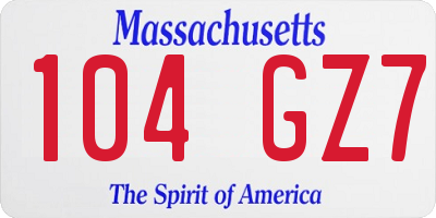 MA license plate 104GZ7