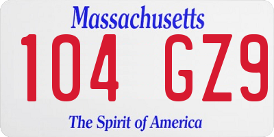 MA license plate 104GZ9
