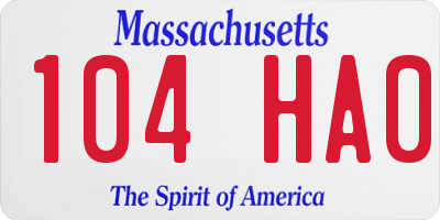 MA license plate 104HA0