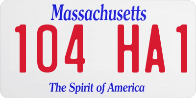 MA license plate 104HA1