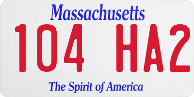 MA license plate 104HA2