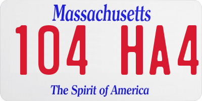 MA license plate 104HA4