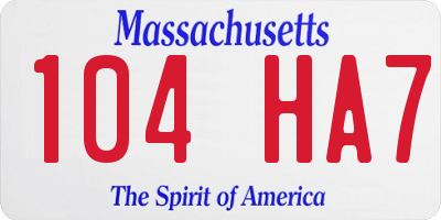 MA license plate 104HA7