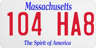 MA license plate 104HA8