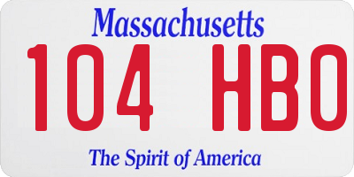 MA license plate 104HB0