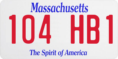 MA license plate 104HB1
