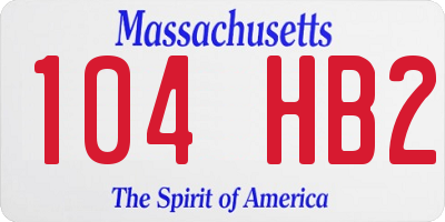 MA license plate 104HB2