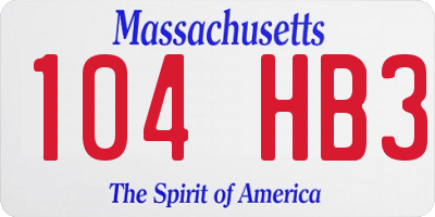 MA license plate 104HB3