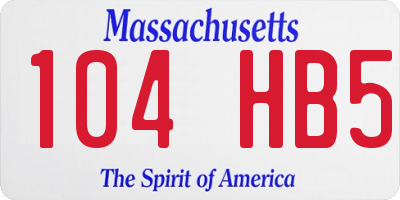 MA license plate 104HB5