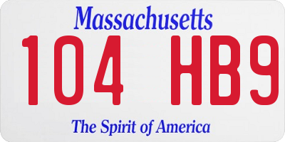 MA license plate 104HB9