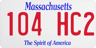 MA license plate 104HC2