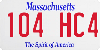 MA license plate 104HC4