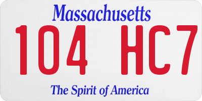 MA license plate 104HC7