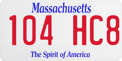 MA license plate 104HC8