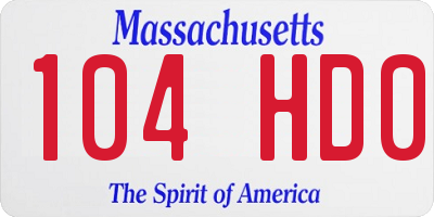 MA license plate 104HD0