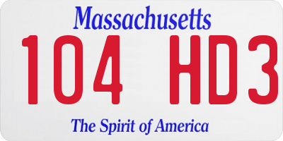 MA license plate 104HD3