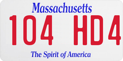 MA license plate 104HD4