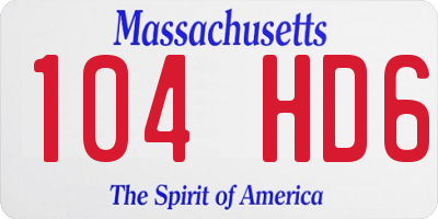 MA license plate 104HD6