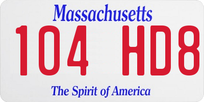 MA license plate 104HD8