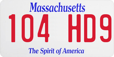 MA license plate 104HD9