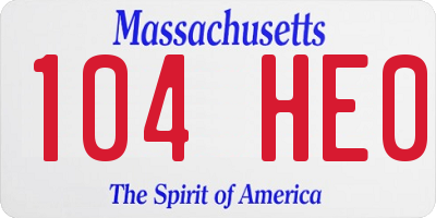 MA license plate 104HE0