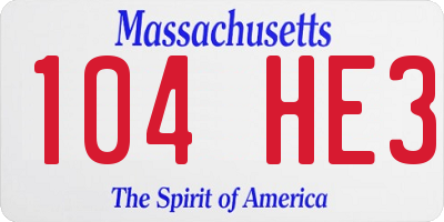 MA license plate 104HE3