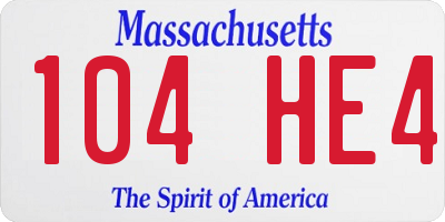 MA license plate 104HE4