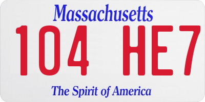 MA license plate 104HE7