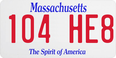 MA license plate 104HE8