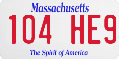 MA license plate 104HE9