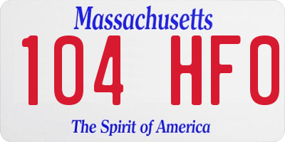 MA license plate 104HF0