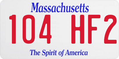 MA license plate 104HF2