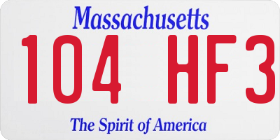 MA license plate 104HF3