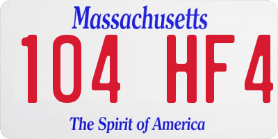 MA license plate 104HF4