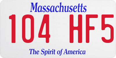 MA license plate 104HF5