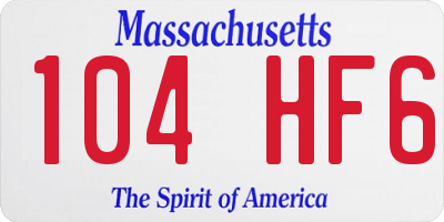 MA license plate 104HF6