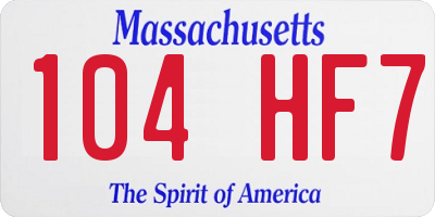 MA license plate 104HF7